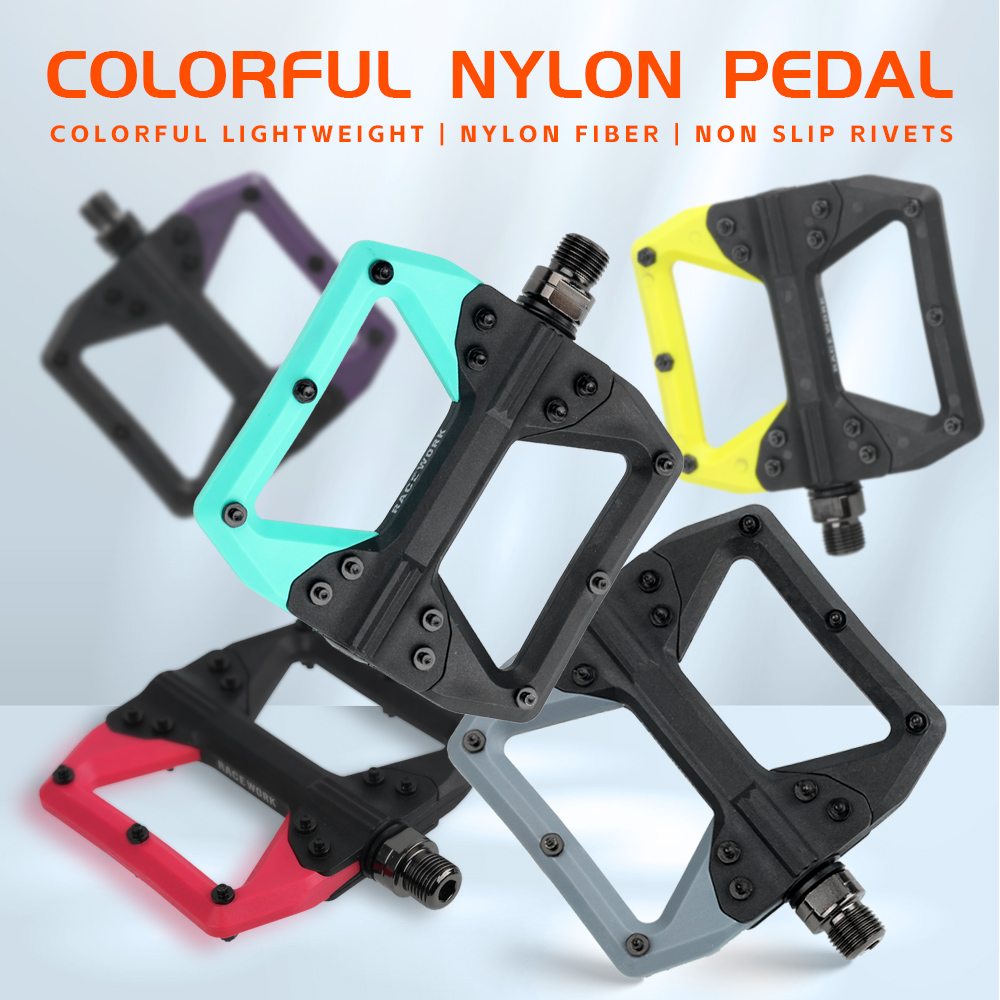Pedal Platform Flat - RACEOWKR Bicycle Pedals MTB Nylon Platform